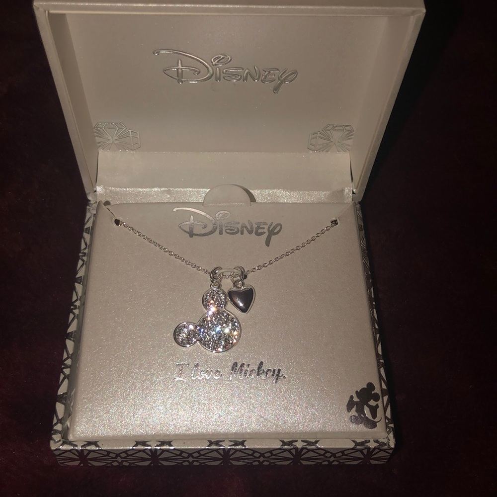 Disney Silver-tone Sparkling Mickey Pendant Necklace - Silver